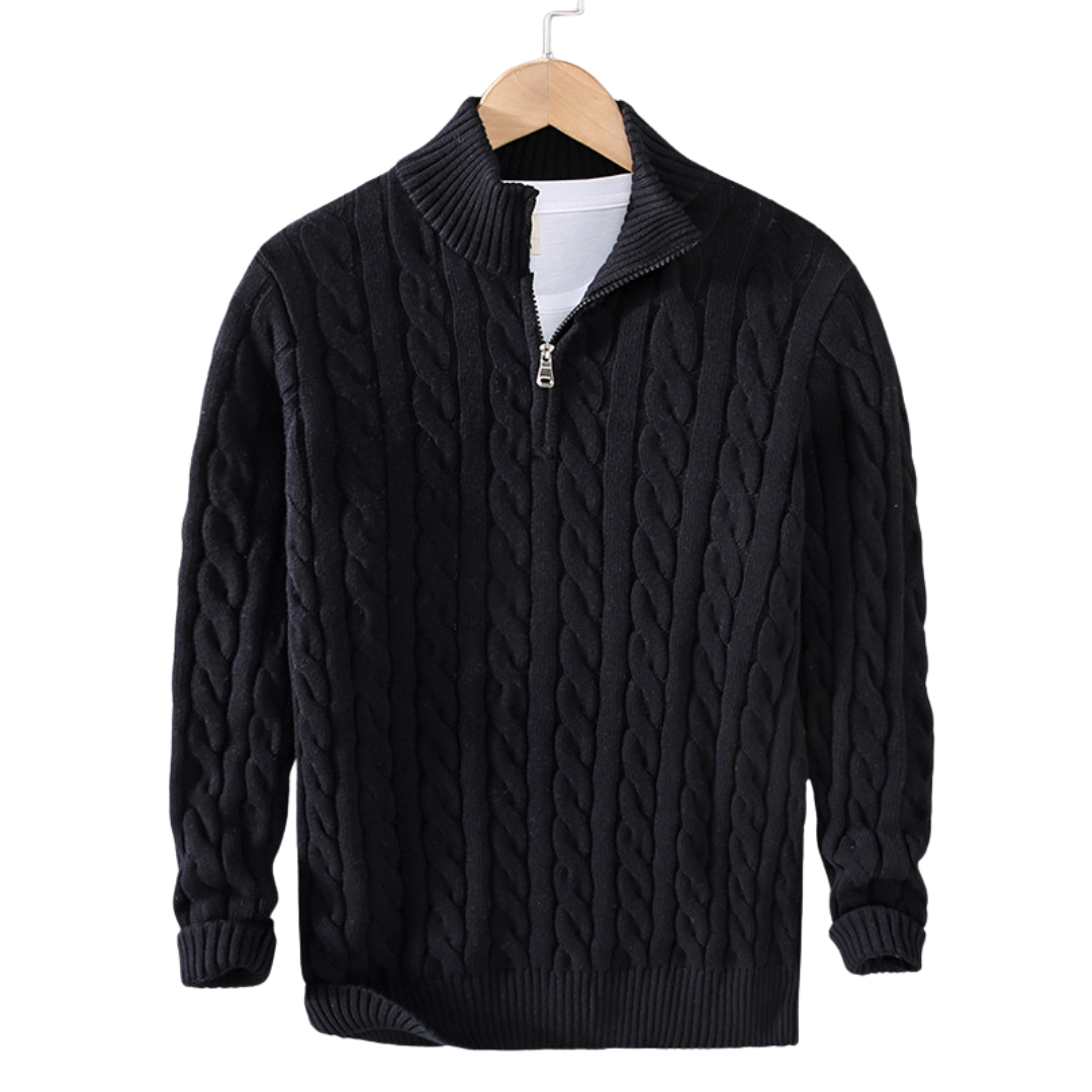 Pull torsadé à zip 1/4 pour homme