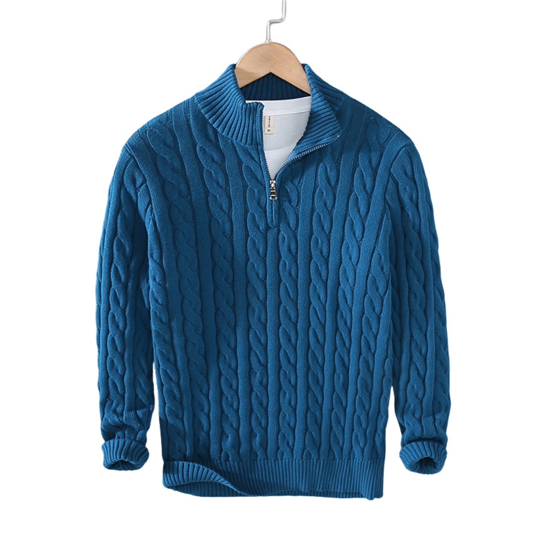 Pull torsadé à zip 1/4 pour homme