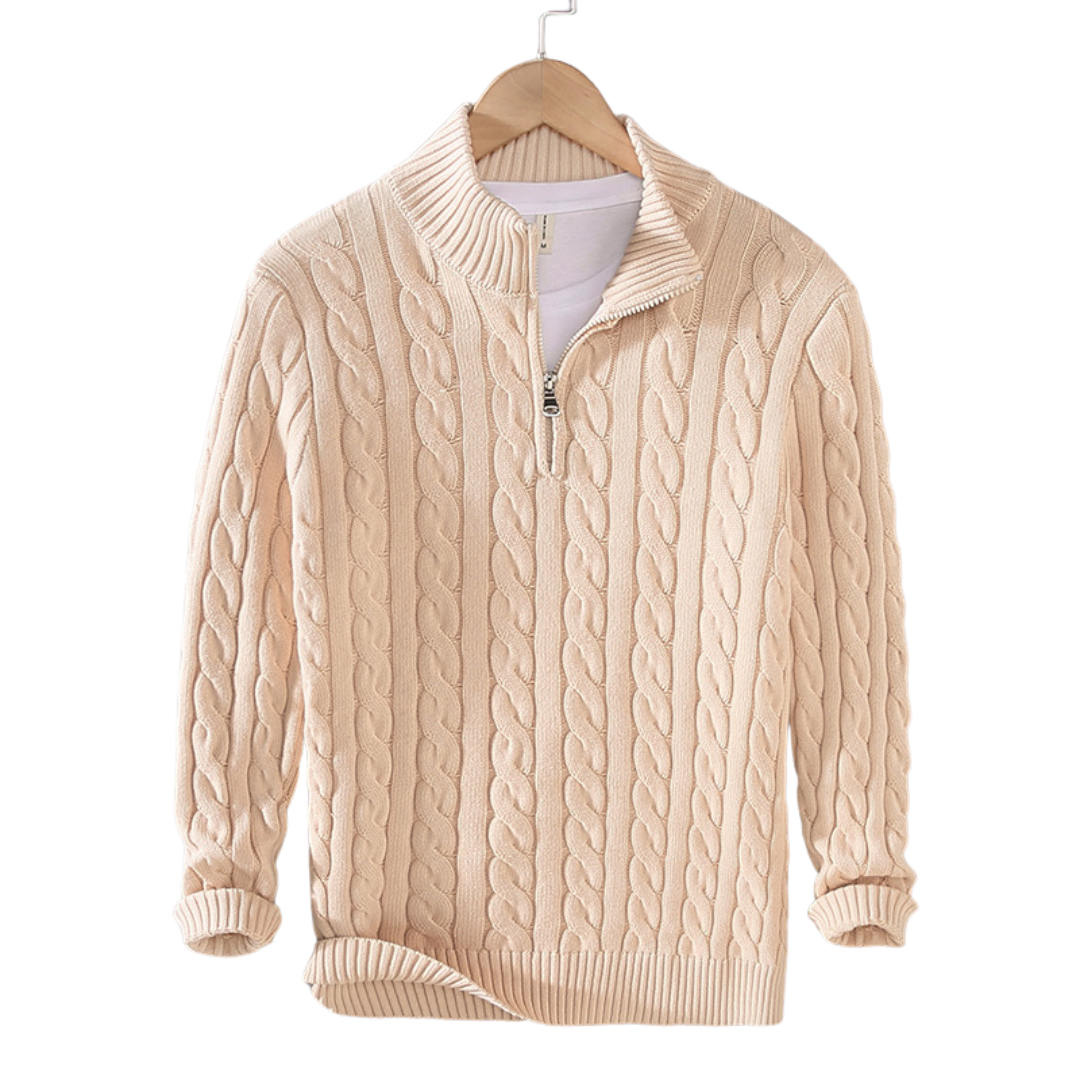 Pull torsadé à zip 1/4 pour homme