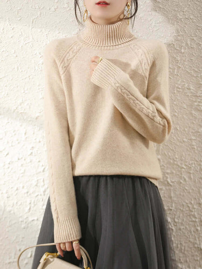 Pull tricoté à col roulé femme