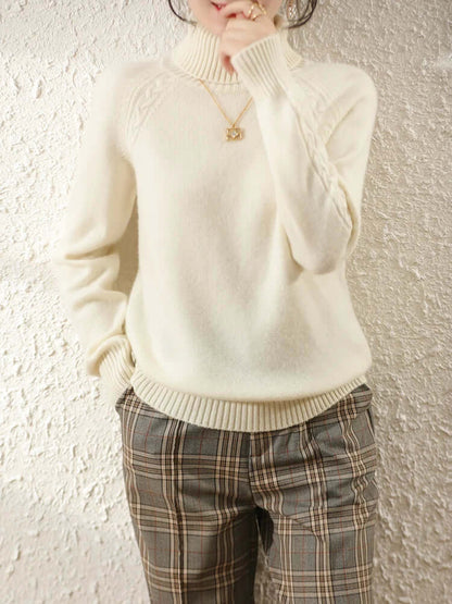 Pull tricoté à col roulé femme