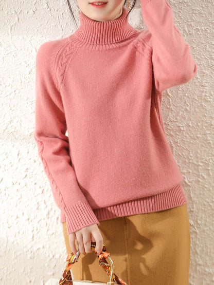 Pull tricoté à col roulé femme
