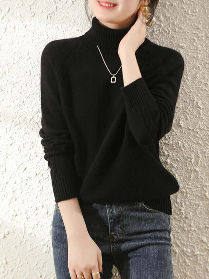 Pull tricoté à col roulé femme