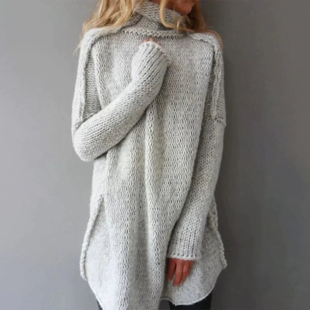 Pull tunique oversize à col roulé pour femme