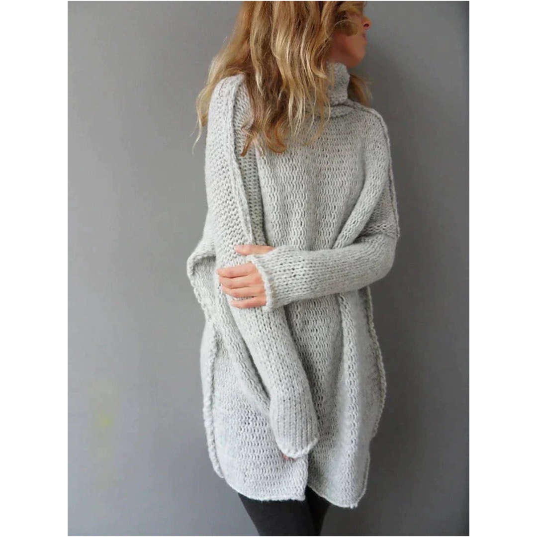 Pull tunique oversize à col roulé pour femme