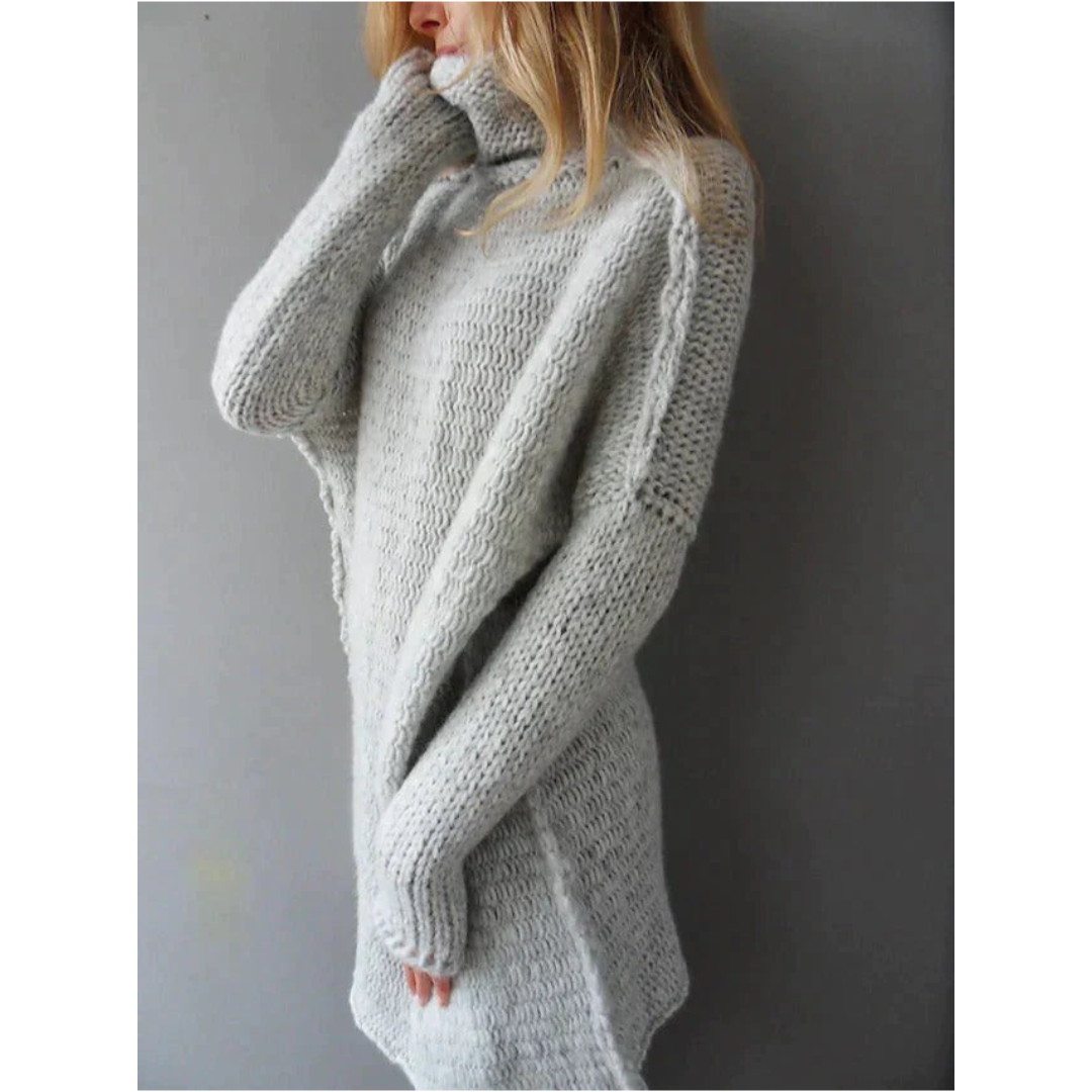 Pull tunique oversize à col roulé pour femme