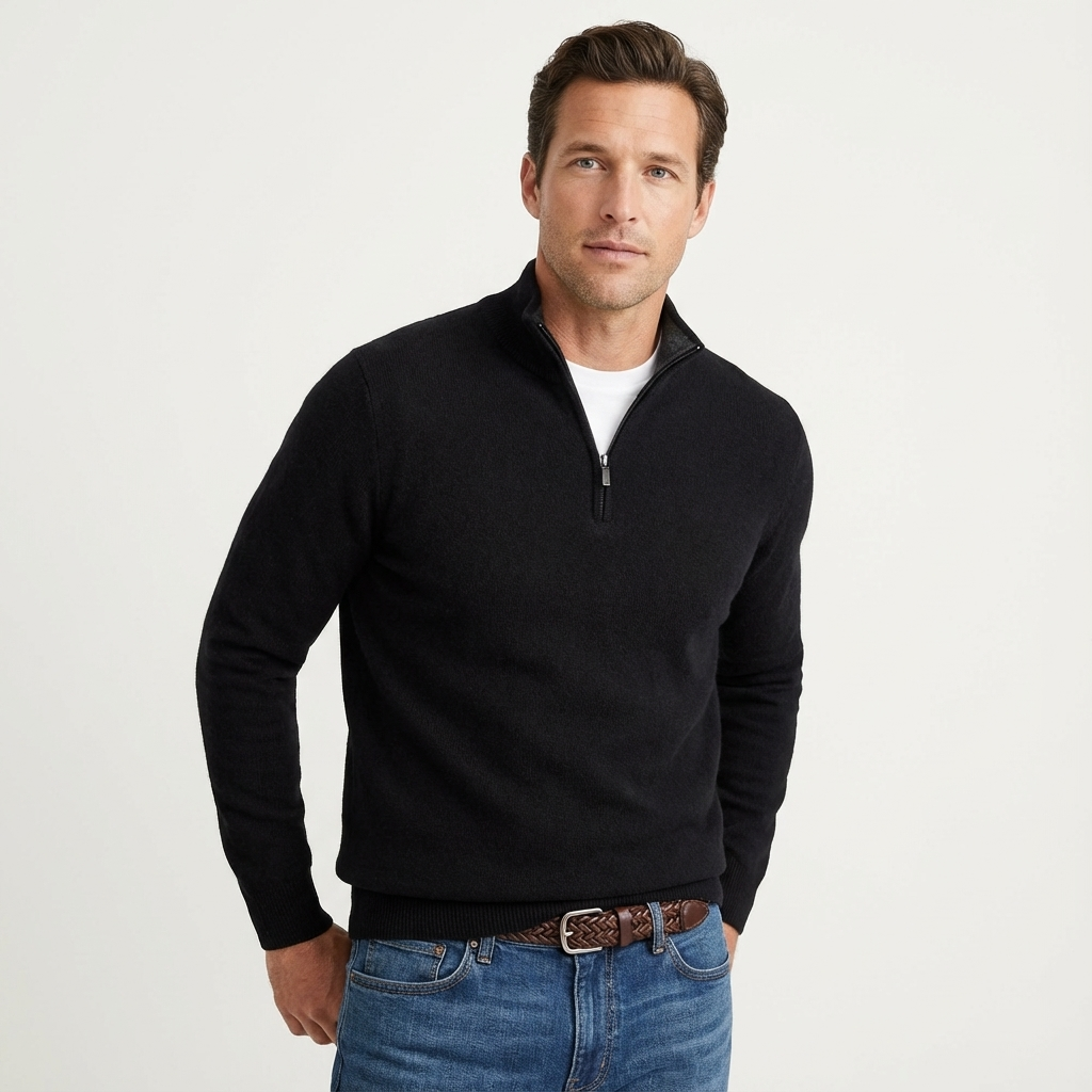 Pull zippé 1/4 classique pour homme – polyvalent, chic-décontracté