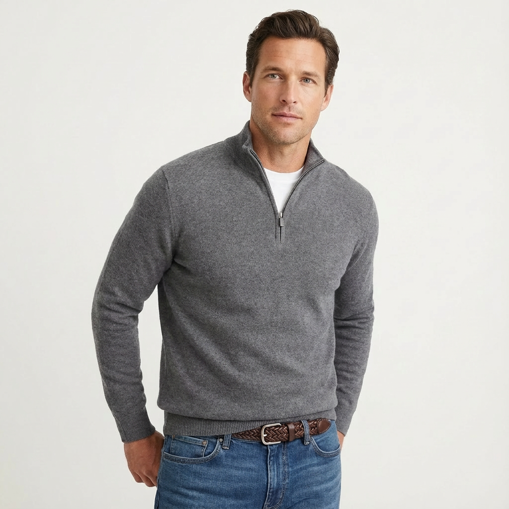 Pull zippé 1/4 classique pour homme – polyvalent, chic-décontracté