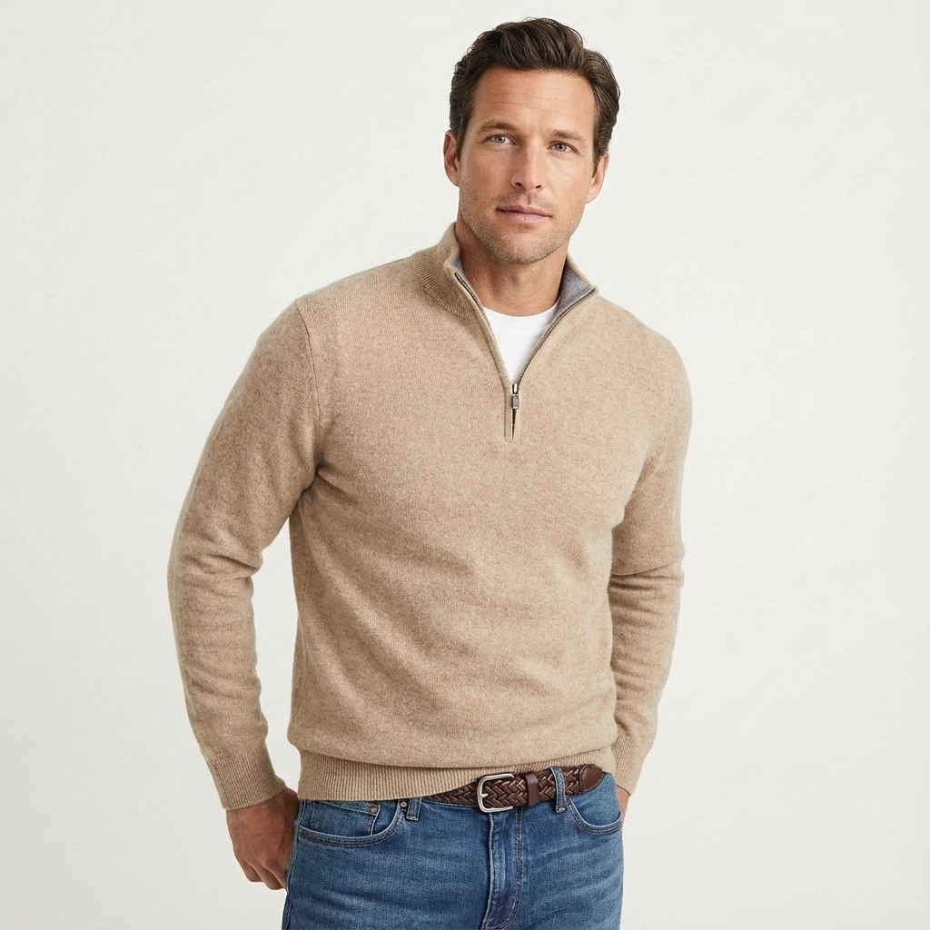 Pull zippé 1/4 classique pour homme – polyvalent, chic-décontracté