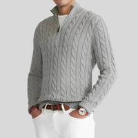 Pull zippé 1/4 en maille torsadée pour homme