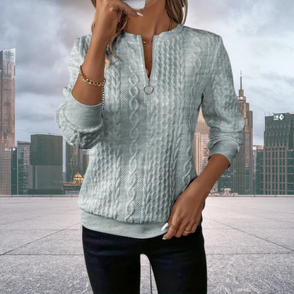 Pull zippé en maille torsadée femme
