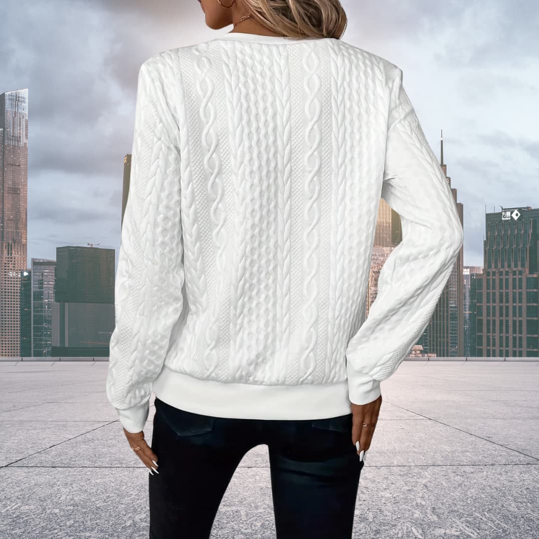 Pull zippé en maille torsadée femme