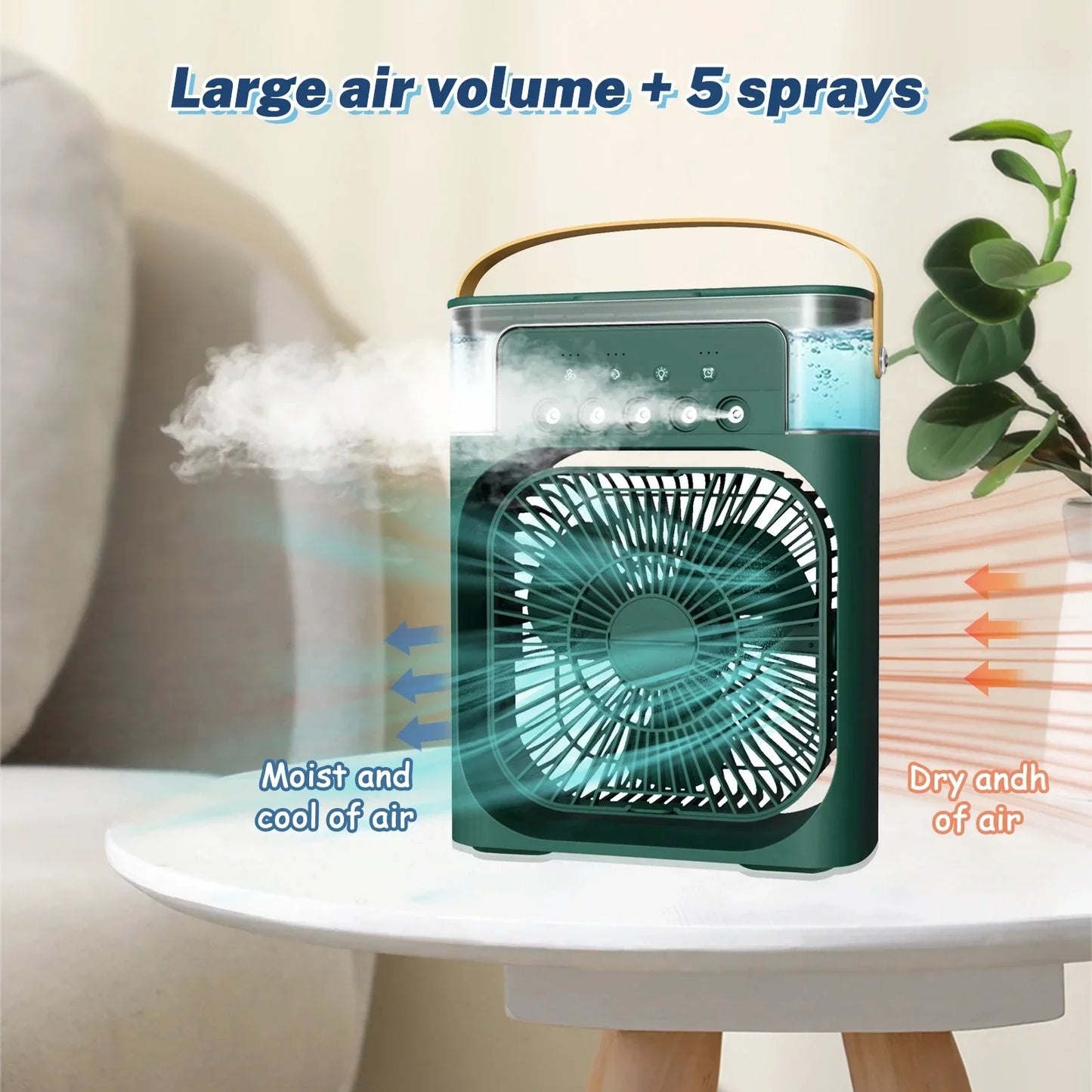 Rafraîchisseur d'air portable 3-en-1 avec humidificateur et veilleuses LED