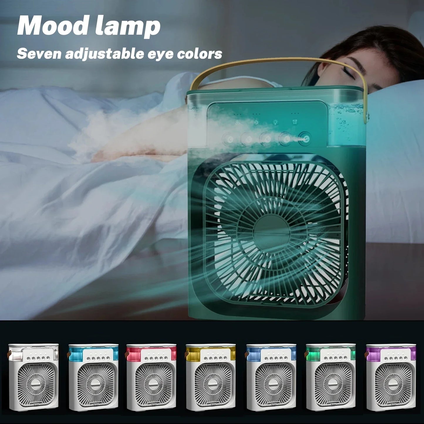 Rafraîchisseur d'air portable 3-en-1 avec humidificateur et veilleuses LED