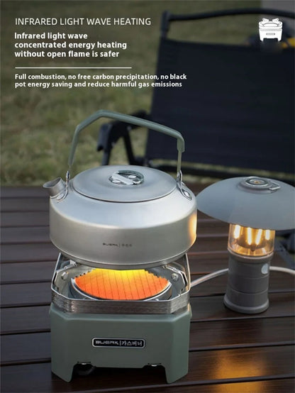 Réchaud de camping à gaz infrarouge portable, sans flamme et résistant au vent