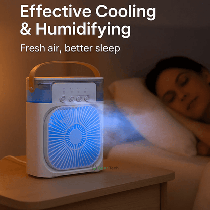 Refroidisseur d’air et humidificateur 3-en-1 | Portable, vitesses du ventilateur réglables et idéal pour les chambres, les bureaux et les petits espaces
