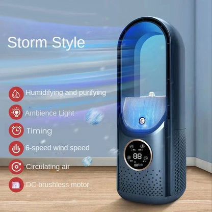 Refroidisseur d'air USB portable sans pales – ventilateur électrique silencieux à 6 vitesses avec minuterie et humidificateur