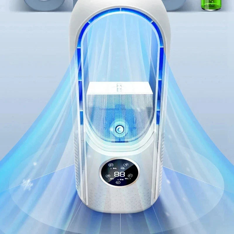 Refroidisseur d'air USB portable sans pales – ventilateur électrique silencieux à 6 vitesses avec minuterie et humidificateur