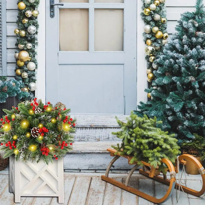Remplisseurs pour jardinières, buissons de Noël éclairés à LED pour l’extérieur