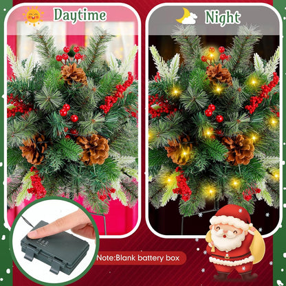 Remplisseurs pour jardinières, buissons de Noël éclairés à LED pour l’extérieur