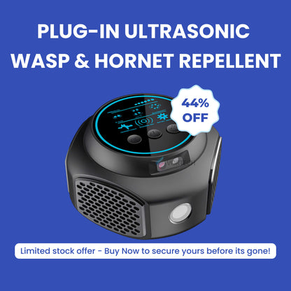 Répulsif ultrasonique à brancher pour guêpes et frelons | sans produits chimiques. Protection silencieuse pour la maison. Piscine et terrasse (couvre 3200 pieds carrés)