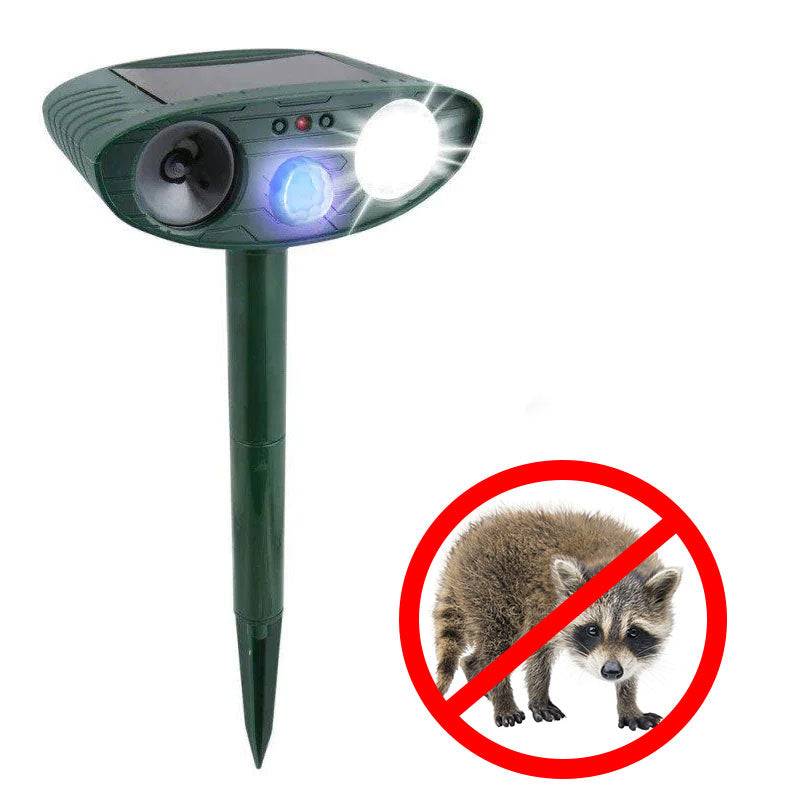 Répulsif ultrasonique extérieur pour ratons laveurs - répulsif ultrasonique pour animaux et nuisibles à énergie solaire - pour éloigner les ratons laveurs en 48 heures