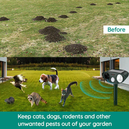 Répulsif ultrasonique extérieur pour ratons laveurs - répulsif ultrasonique pour animaux et nuisibles à énergie solaire - pour éloigner les ratons laveurs en 48 heures