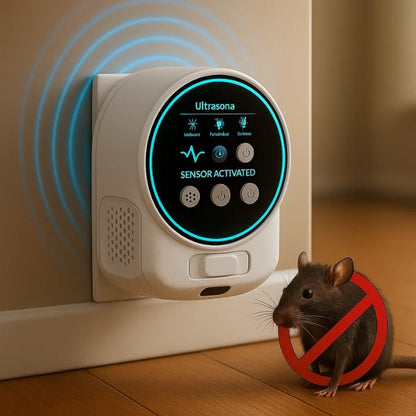 Répulsif ultrasonique pour rats à brancher, silencieux, 3 200 pieds carrés, intérieur/extérieur