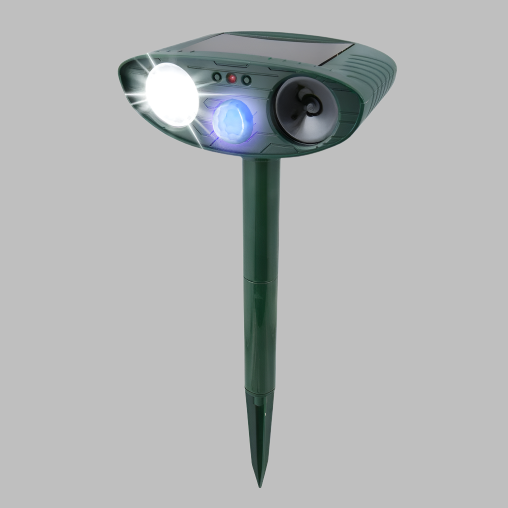 Répulsif ultrasonique solaire anti-lapins avec flash LED