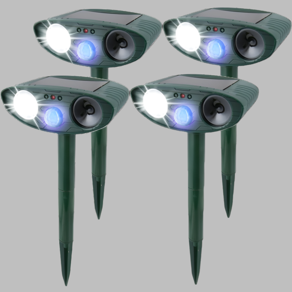 Répulsif ultrasonique solaire anti-lapins avec flash LED