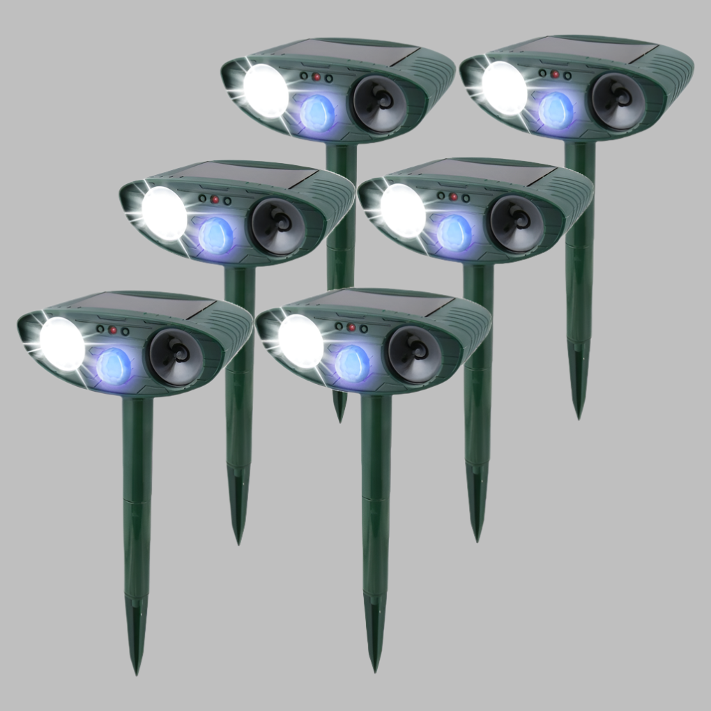 Répulsif ultrasonique solaire anti-lapins avec flash LED