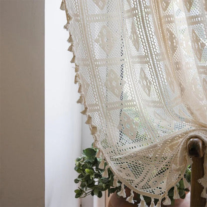 Rideau à motif damier de losanges