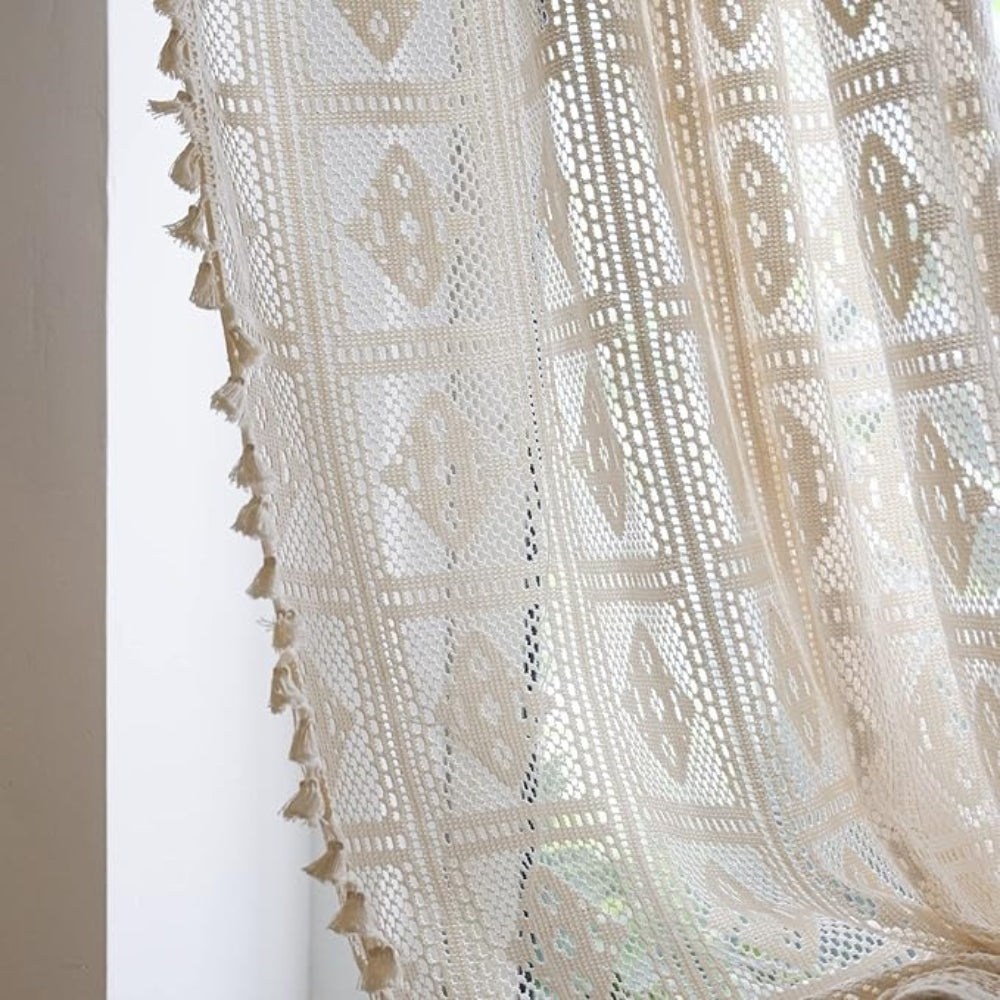 Rideau à motif damier de losanges