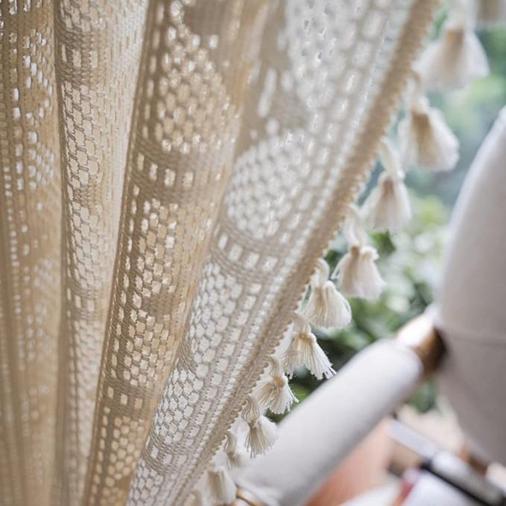 Rideau à motif damier de losanges