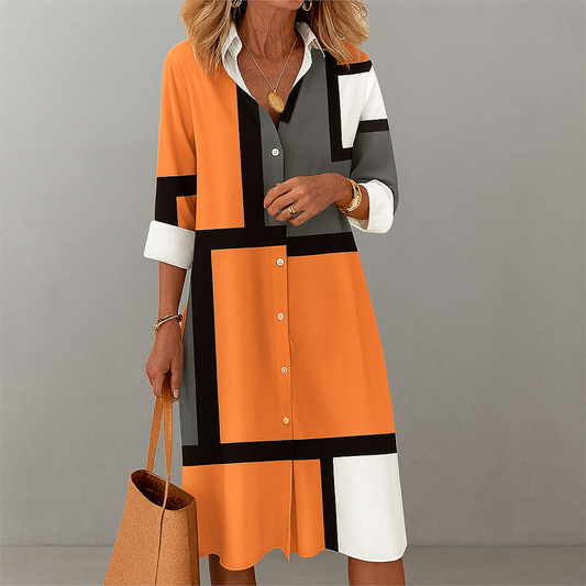 Robe chemise à motif géométrique pour femme