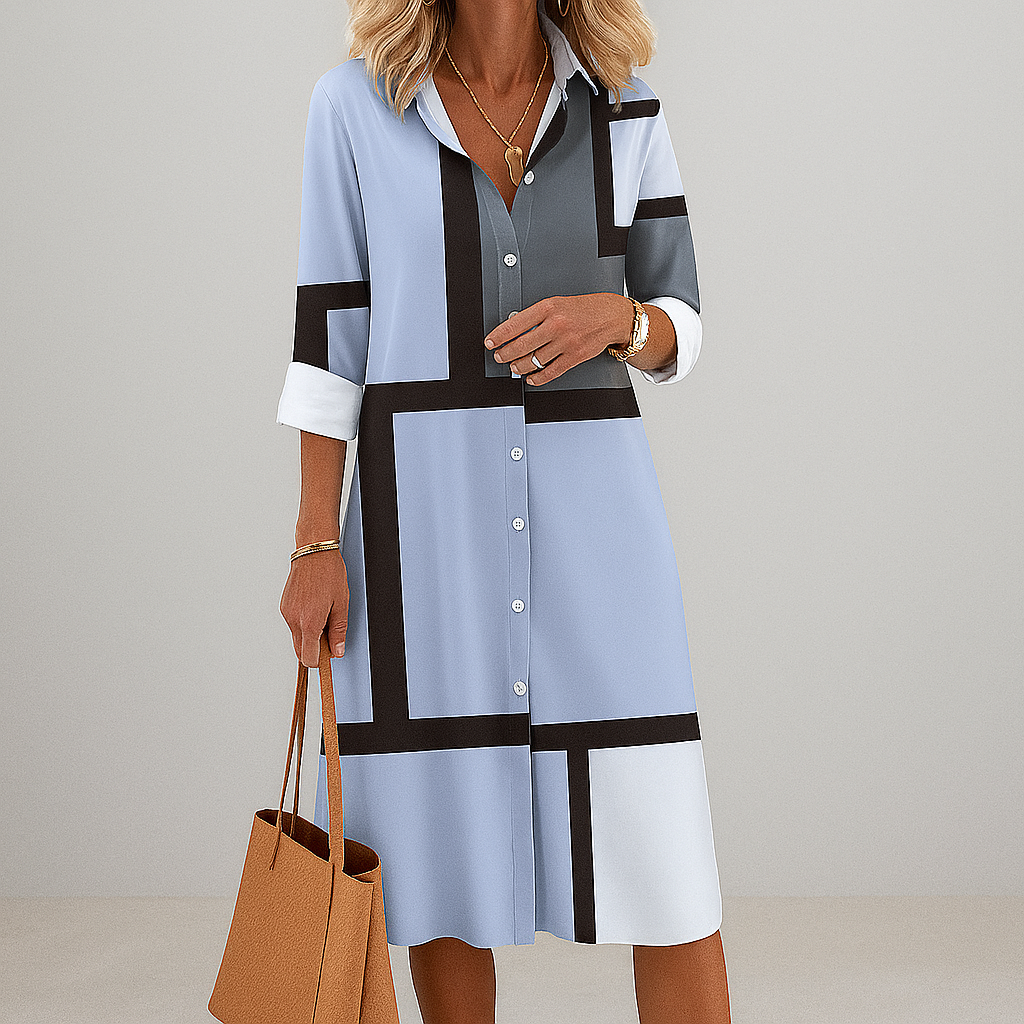 Robe chemise à motif géométrique pour femme