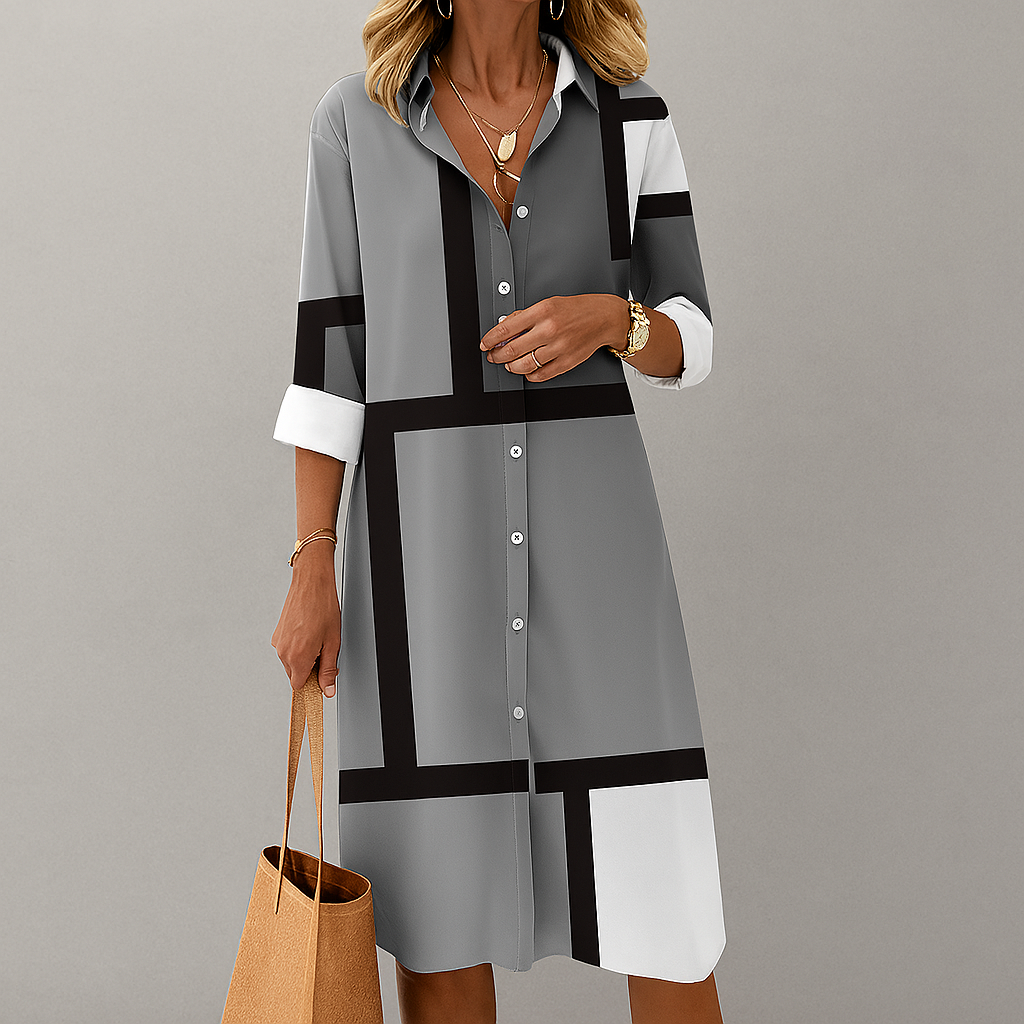 Robe chemise à motif géométrique pour femme