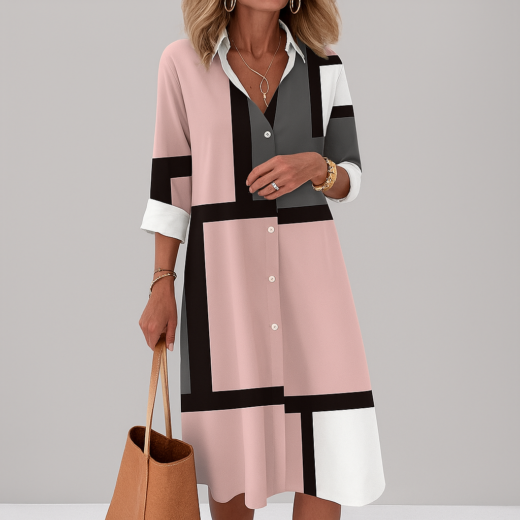 Robe chemise à motif géométrique pour femme