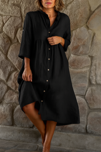 Robe-chemise décontractée en coton-lin