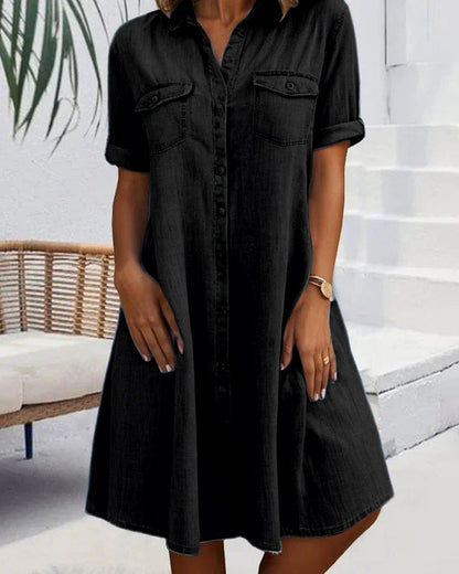 Robe chemise en denim à boutons pour femme