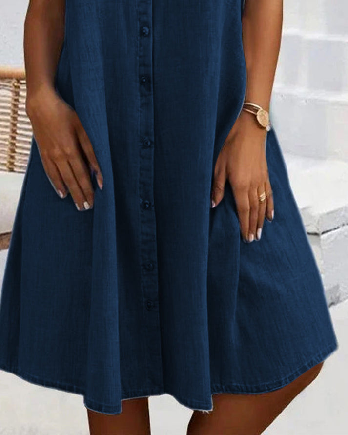 Robe chemise en denim à boutons pour femme
