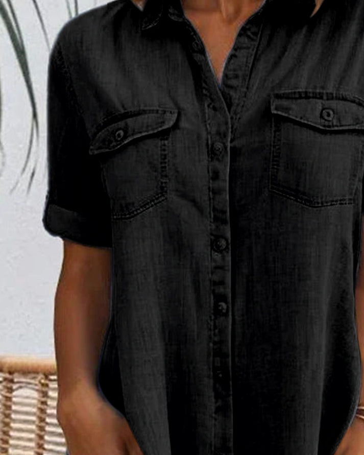 Robe chemise en denim à boutons pour femme