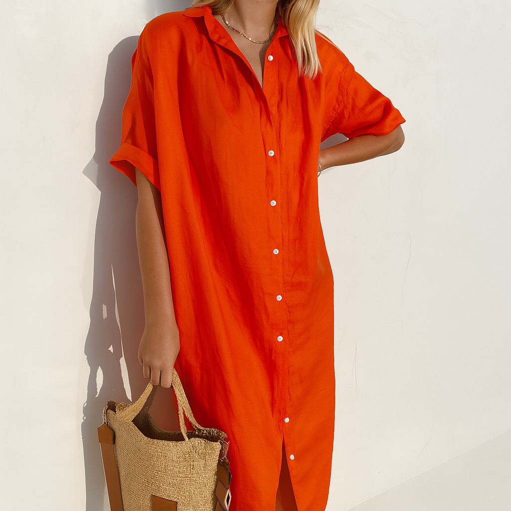 Robe-chemise en lin ample
