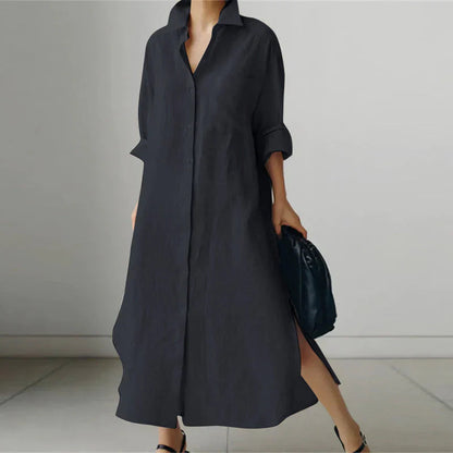 Robe chemise longue à manches longues pour femme