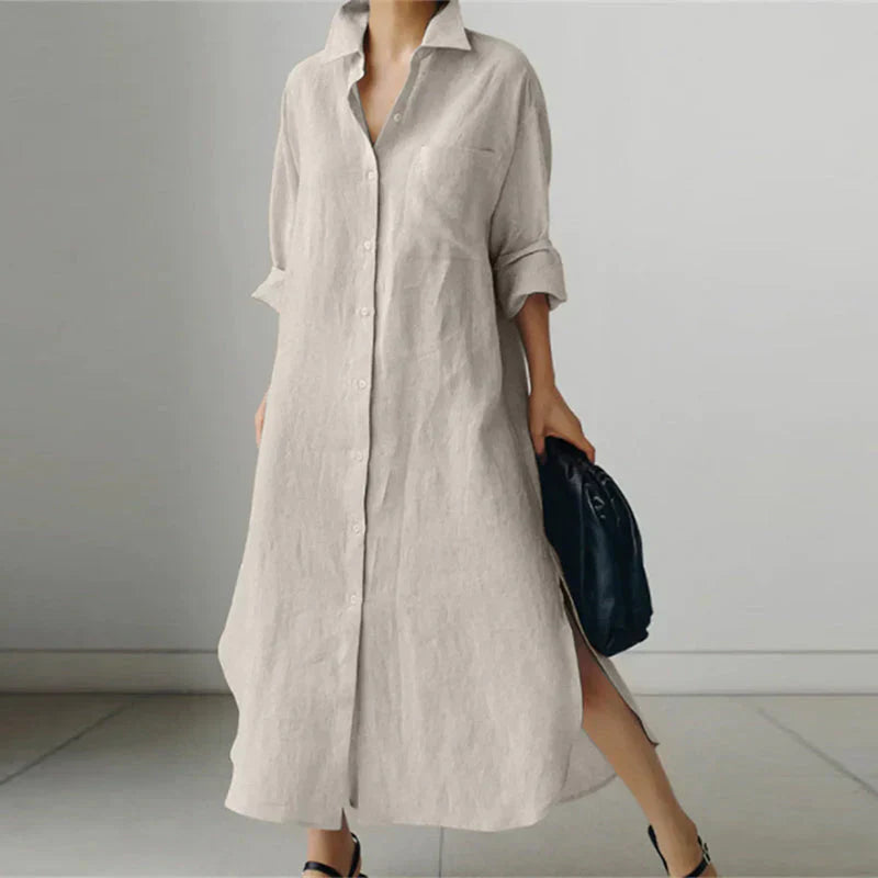 Robe chemise longue à manches longues pour femme