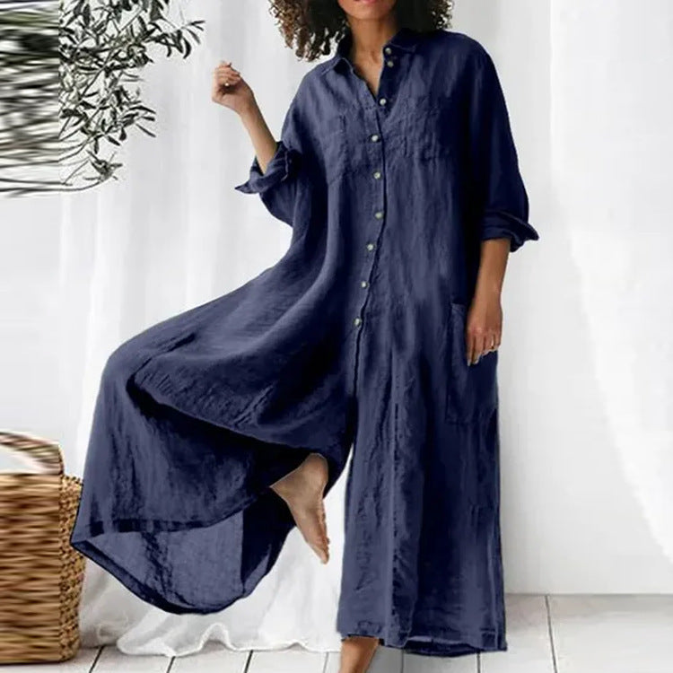 Robe chemise maxi femme