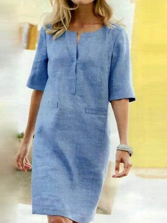Robe chemise midi à poches femme