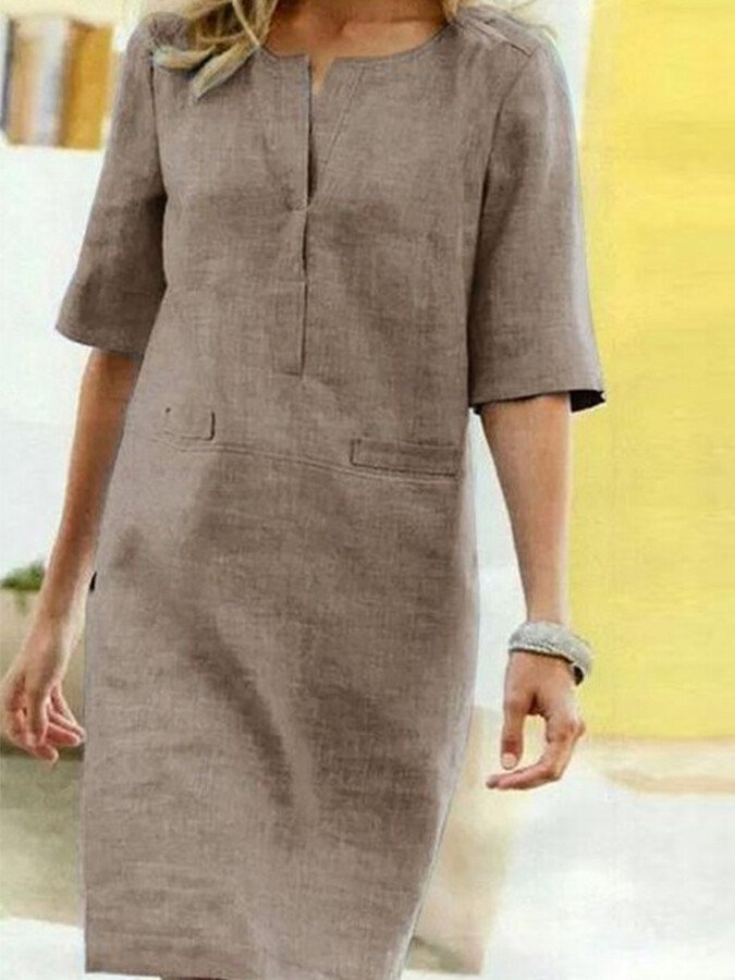Robe chemise midi à poches femme