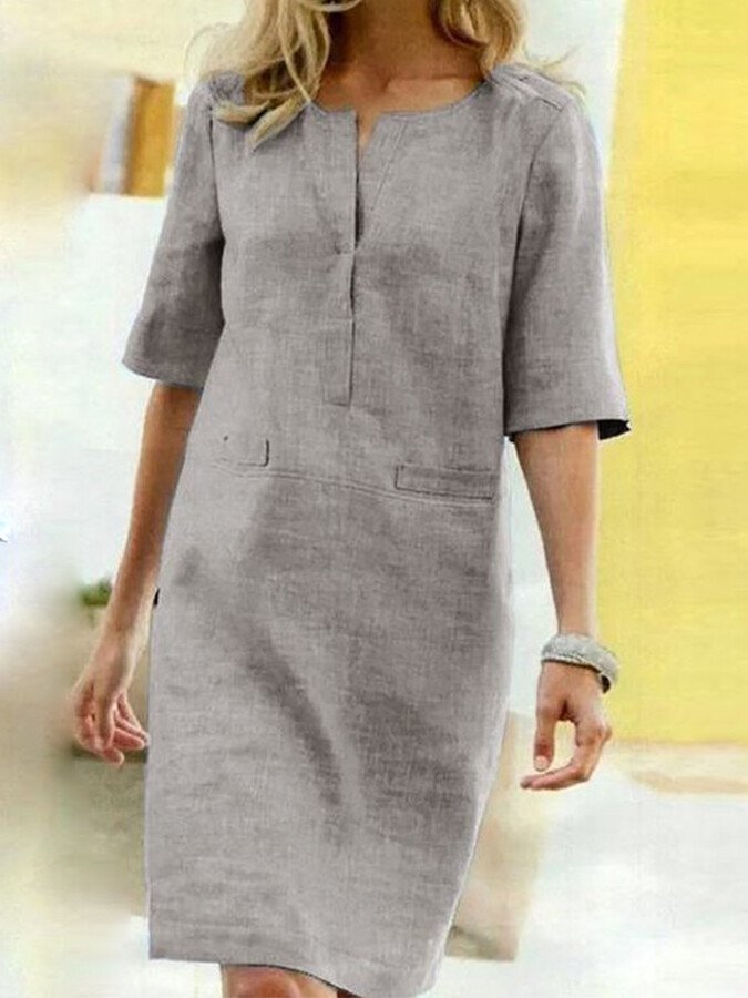 Robe chemise midi à poches femme