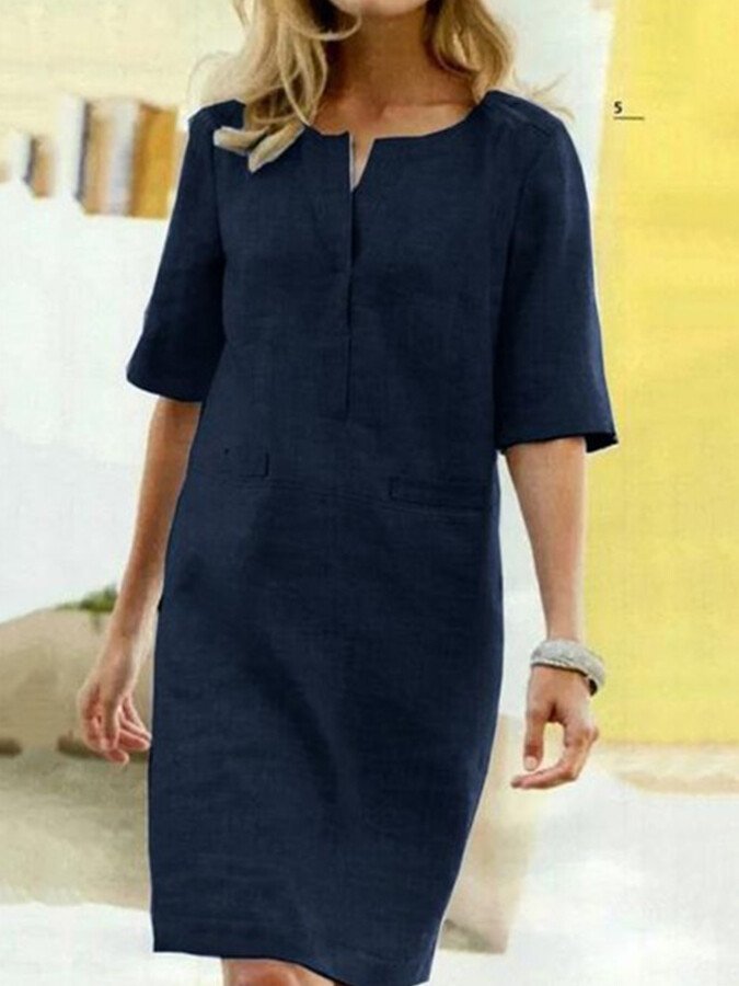 Robe chemise midi à poches femme